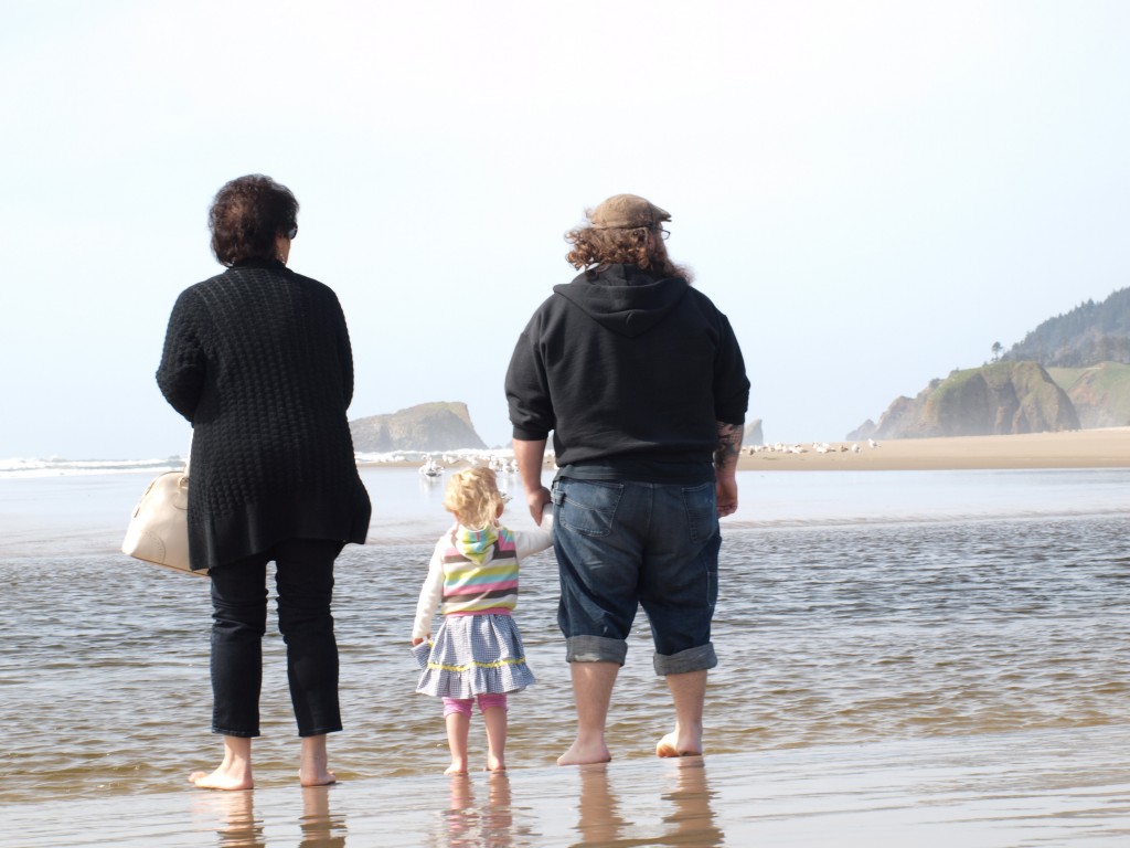 family, beach, ocean, three generations, sun and sand